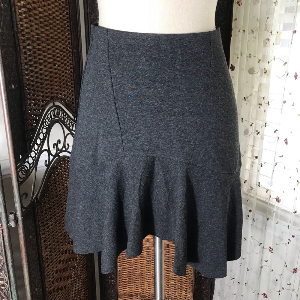 Isaac Mizrahi Dark Gray Knit Flared Mini Skirt